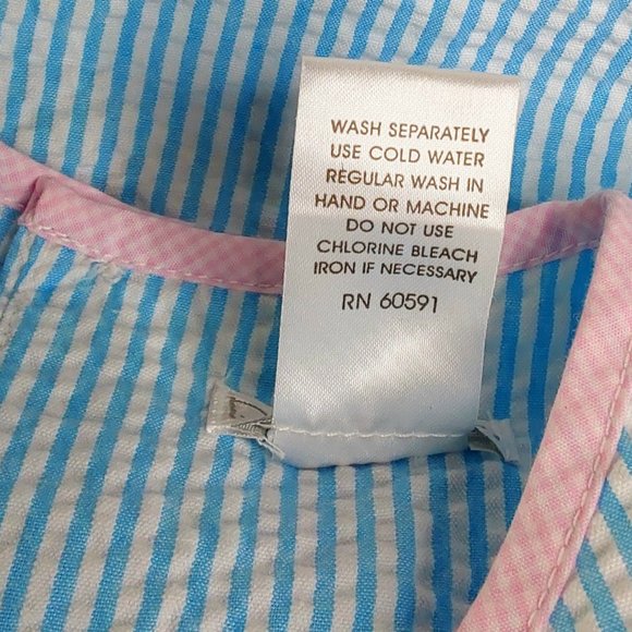 'PETIT AMI' SEERSUCKER PINSTRIPE ANGEL~SLEEVE 'TURTLE LOVE' BUBBLE STYLE OUTFIT - Picture 13 of 16